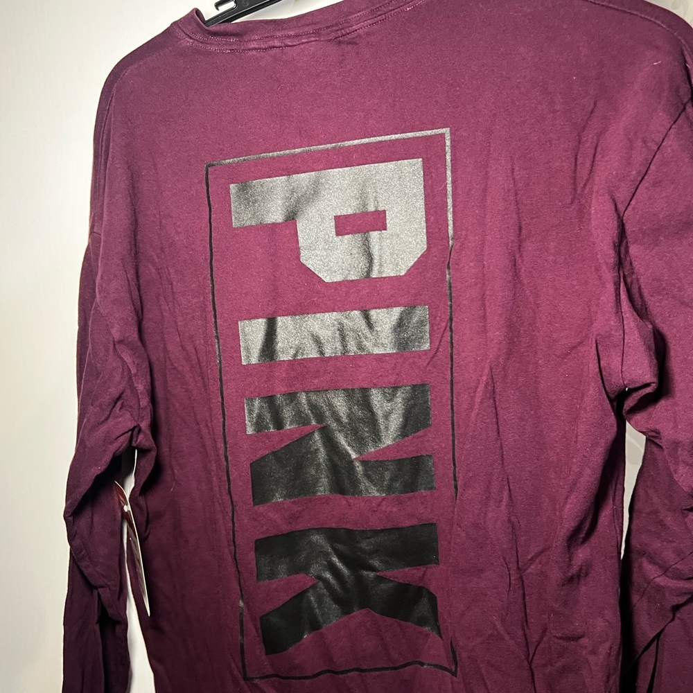 PINK Victoria's Secret Men's Maroon Long Sleeve Tee